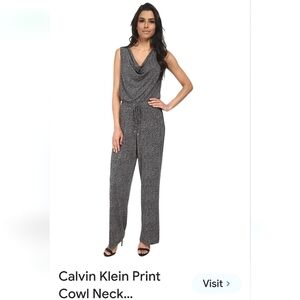NWT Calvin Klein Cowl Neck Print Jumpsuit Small